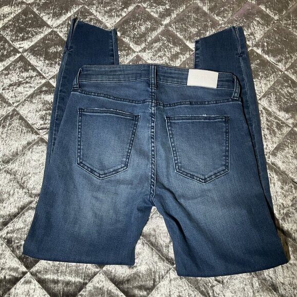 PISTOLA Audrey Mid Rise Skinny Transcend Blue Stretch Raw Split Hem Jeans 27 - Picture 11 of 12